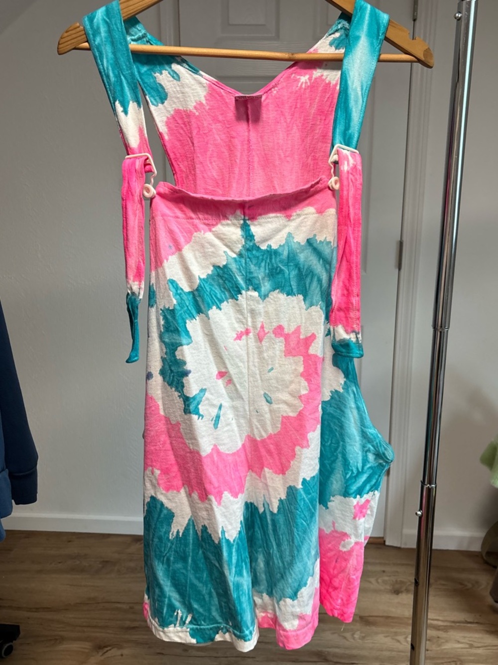 Vintage 90s H2O by Club Martinique tie dye overalls swim coverup. Large